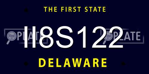 II8S122 Delaware License Plate