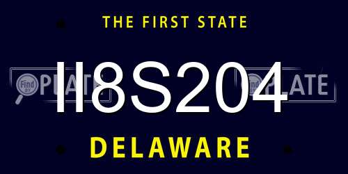 II8S204 Delaware License Plate