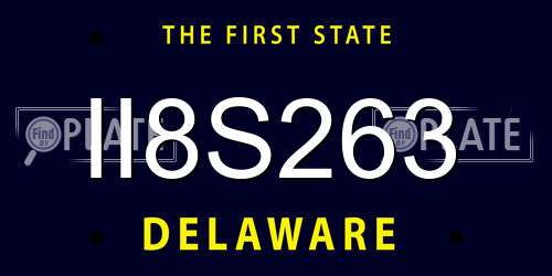 II8S263 Delaware License Plate