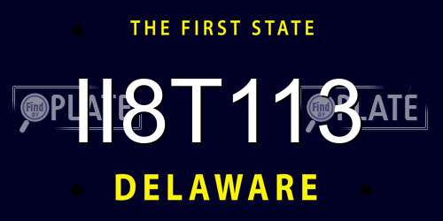 II8T113 Delaware License Plate
