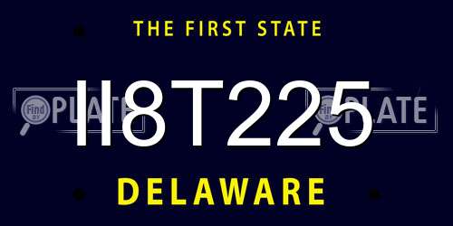 II8T225 Delaware License Plate