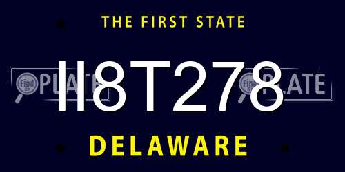 II8T278 Delaware License Plate