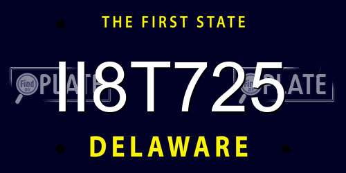 II8T725 Delaware License Plate