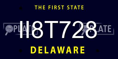 II8T728 Delaware License Plate