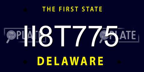 II8T775 Delaware License Plate