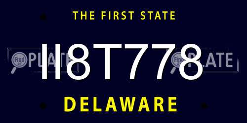 II8T778 Delaware License Plate