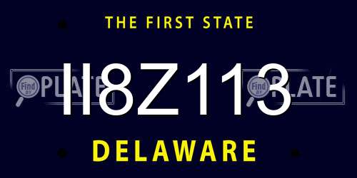 II8Z113 Delaware License Plate