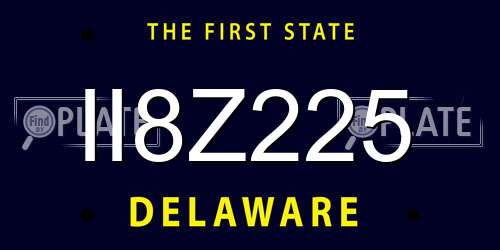 II8Z225 Delaware License Plate