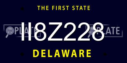 II8Z228 Delaware License Plate