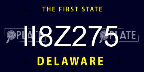 II8Z275 Delaware License Plate