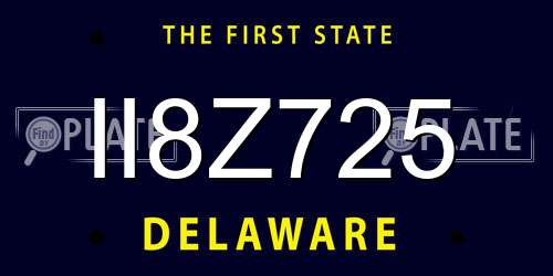 II8Z725 Delaware License Plate