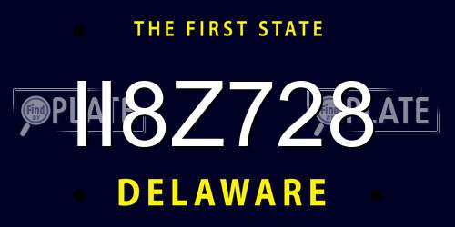 II8Z728 Delaware License Plate