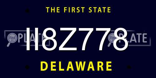 II8Z778 Delaware License Plate