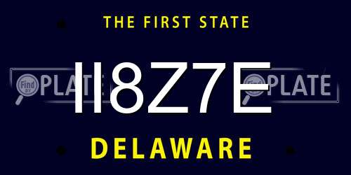 II8Z7E Delaware License Plate