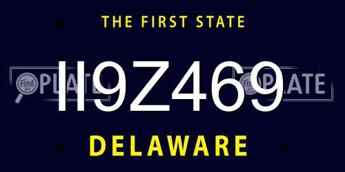 II9Z469 Delaware License Plate