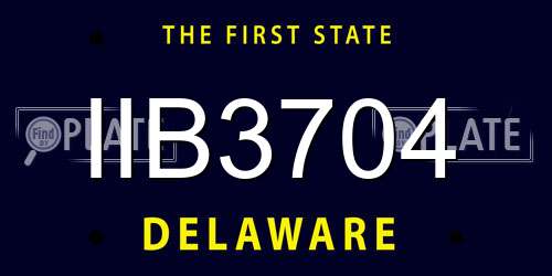 IIB3704 Delaware License Plate