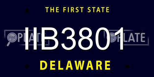 IIB3801 Delaware License Plate