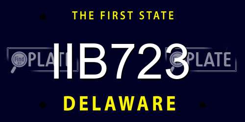 IIB723 Delaware License Plate