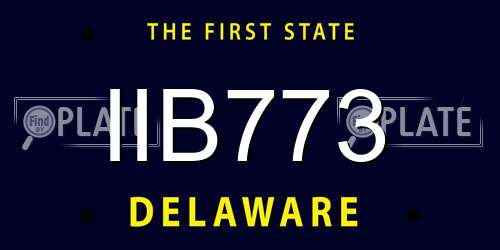IIB773 Delaware License Plate