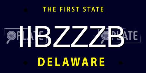 IIBZZZB Delaware License Plate