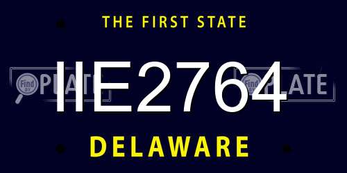 IIE2764 Delaware License Plate