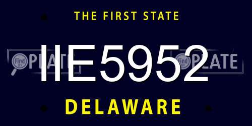 IIE5952 Delaware License Plate