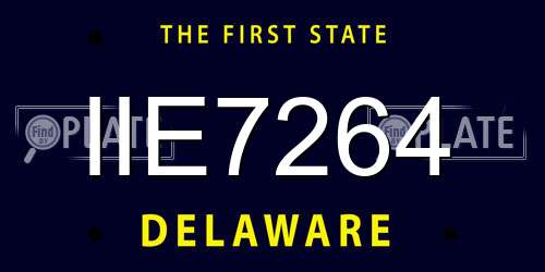 IIE7264 Delaware License Plate