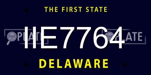 IIE7764 Delaware License Plate