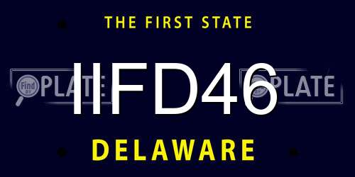 IIFD46 Delaware License Plate