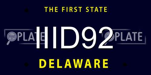 IIID92 Delaware License Plate
