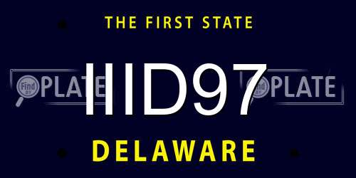 IIID97 Delaware License Plate