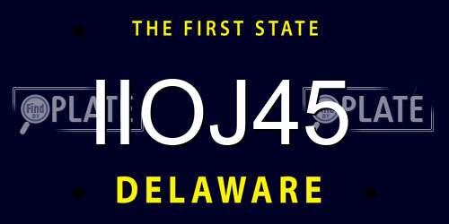IIOJ45 Delaware License Plate