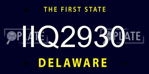 IIQ2930 Delaware License Plate