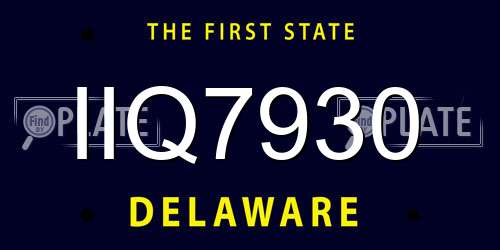 IIQ7930 Delaware License Plate