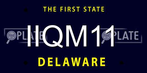 IIQM11 Delaware License Plate