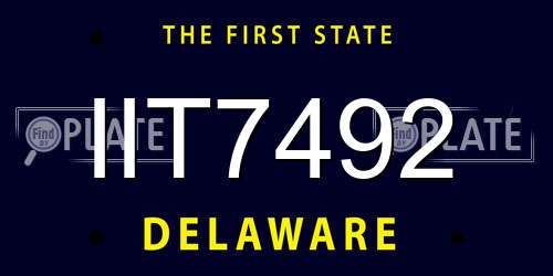 IIT7492 Delaware License Plate