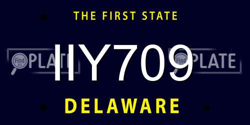 IIY709 Delaware License Plate