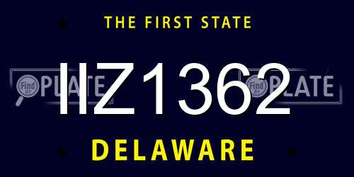 IIZ1362 Delaware License Plate