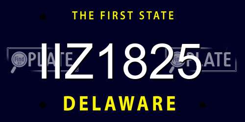 IIZ1825 Delaware License Plate
