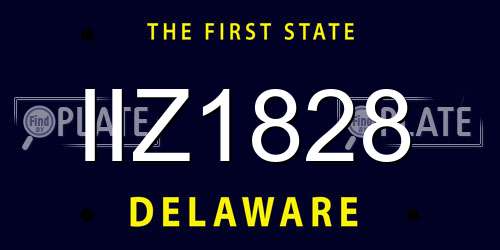IIZ1828 Delaware License Plate