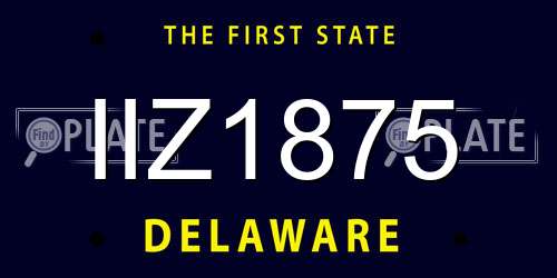 IIZ1875 Delaware License Plate