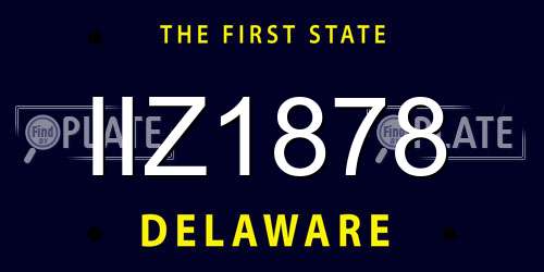 IIZ1878 Delaware License Plate
