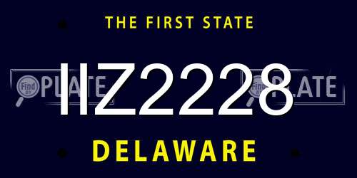 IIZ2228 Delaware License Plate