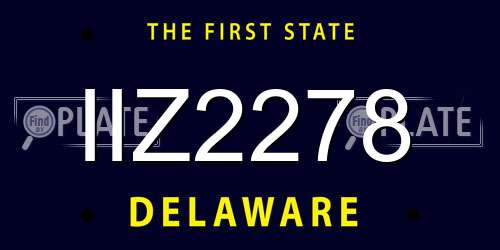 IIZ2278 Delaware License Plate