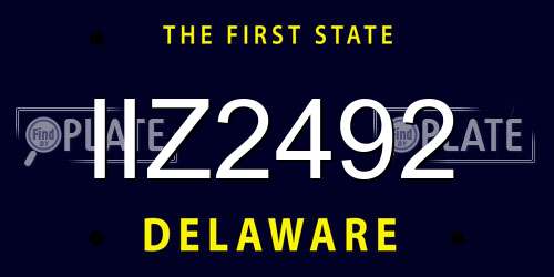 IIZ2492 Delaware License Plate