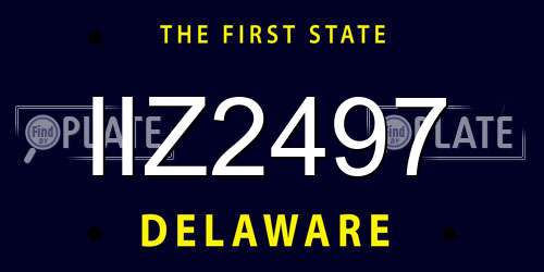 IIZ2497 Delaware License Plate
