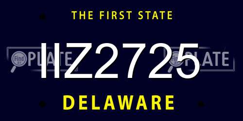 IIZ2725 Delaware License Plate