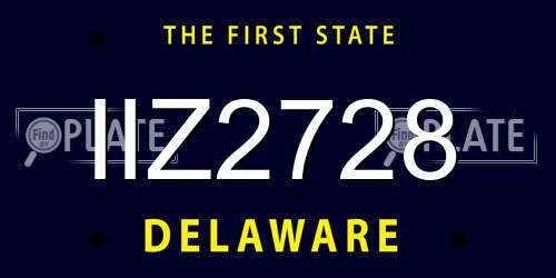 IIZ2728 Delaware License Plate
