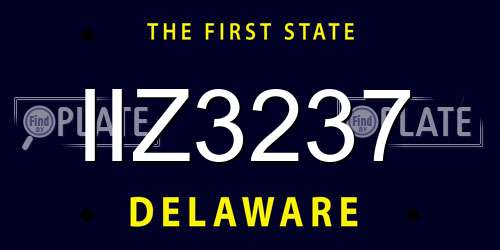 IIZ3237 Delaware License Plate