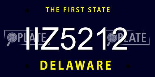IIZ5212 Delaware License Plate